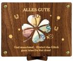 Geldgeschenkkarte aus Holz vierblättriges Kleeblatt